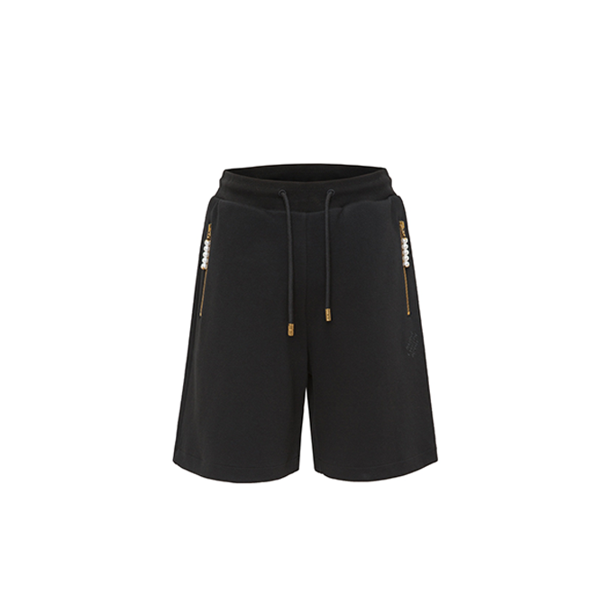 9a+ quality lv louis vuitton pearl letter embroidered zip shorts